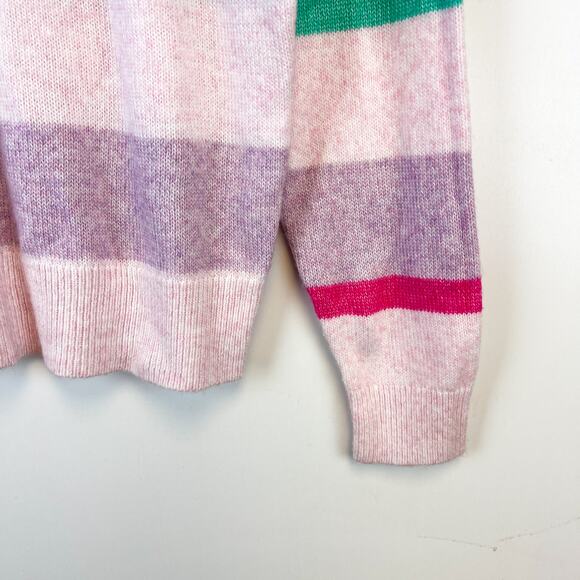 Elizabeth and James Size S Striped Stretch Crew Knit Sweater Pink Purple - Picture 3 of 10